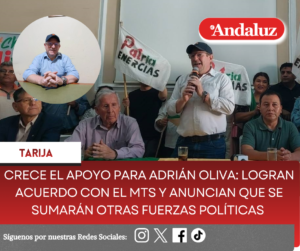 Crece el apoyo para Adrián Oliva: Logran acuerdo con el MTS y anuncian que se sumarán otras fuerzas políticas