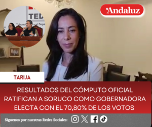 Resultados del cómputo oficial ratifican a Soruco como gobernadora electa con el 70,80% de los votos