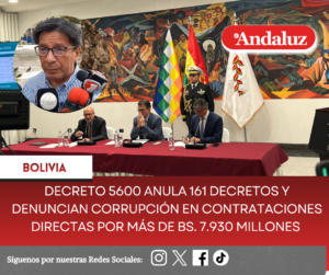 Decreto 5600 anula 161 Decretos y denuncian corrupción en contrataciones directas por más de bs. 7.930 millones