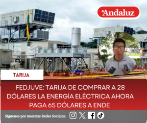 Fedjuve: Tarija de comprar a 28 dólares la energía eléctrica ahora paga 65 dólares a Ende