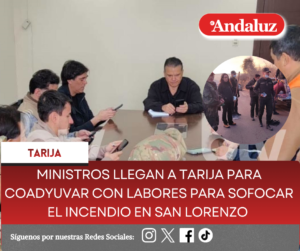 Ministros llegan a Tarija para coadyuvar con labores para sofocar el incendio en San Lorenzo