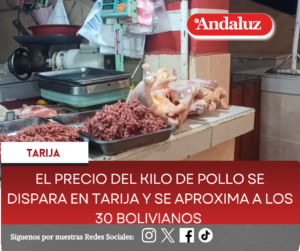 El precio del kilo de pollo se dispara en Tarija y se aproxima a los 30 bolivianos