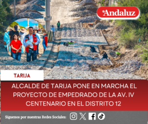 Alcalde de Tarija pone en marcha el proyecto de empedrado de la Av. IV Centenario en el distrito 12 
